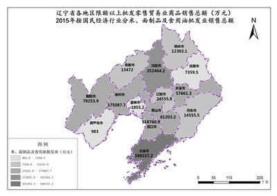 辽宁省2015按国民经济行业分米、面制品及食用油批发业销售总额